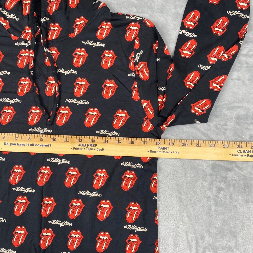 MeUndies The Rolling Stones Hoodie Mens Black Red Tongue Lips Logo Pullover - Picture 4 of 6